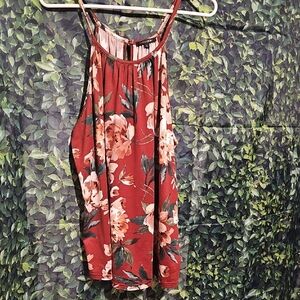 Papermoon‎ Floral Tank Top - Burgundy and Pink